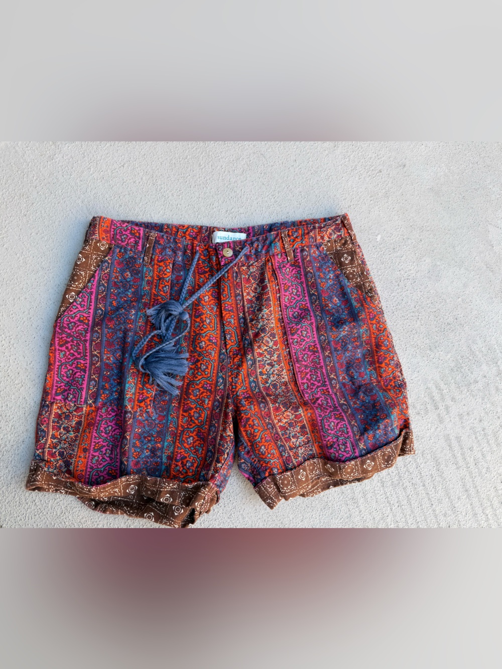 Sundance Kalini Linen Blend Mosaic Boho Shorts M